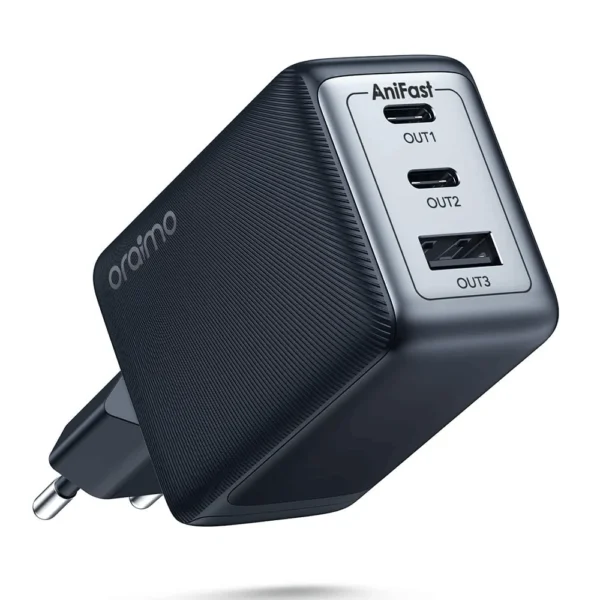 Oraimo GaN Charger 3 Ports 65W Fast Charging OCW-E111T - Black