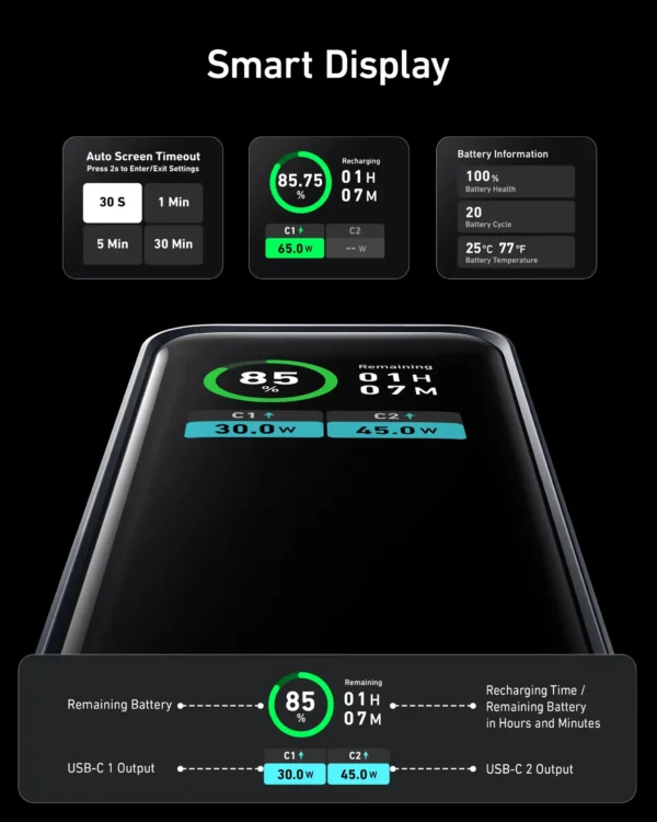 Anker Prime Power Bank 12,000mAh 130W - Black | A1335011