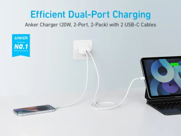 Anker 20W Wall Charger 2 Ports White | A2348L21 - Image 2