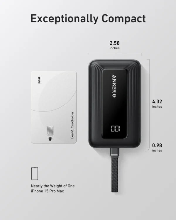 Anker Zolo Power Bank With Built-In USB-C 10,000mAh 30W - Black | A1688H11