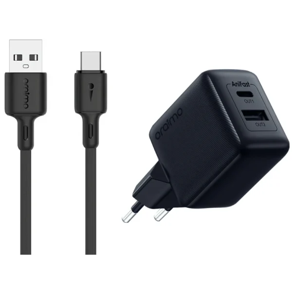 Oraimo Cannon Wall Charger PD 18W Fast Charging OCW-5183E+C53 - Black - Image 2