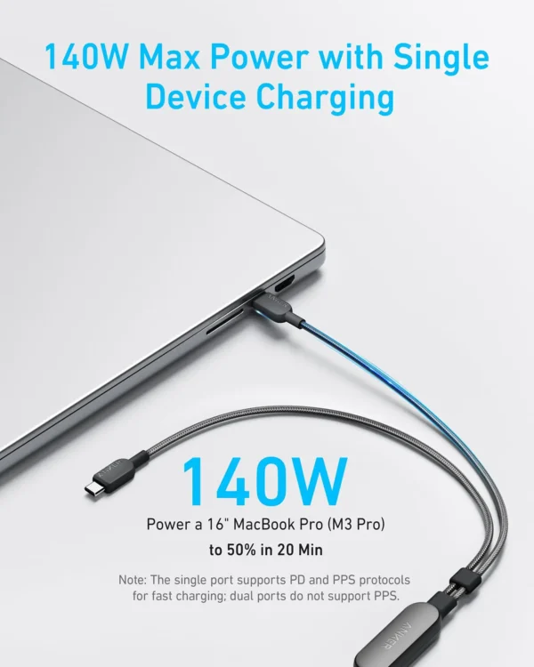 Anker 2-in-1 USB-C to USB-C Cable 4ft 140W - Black | A8895H11 - Image 5