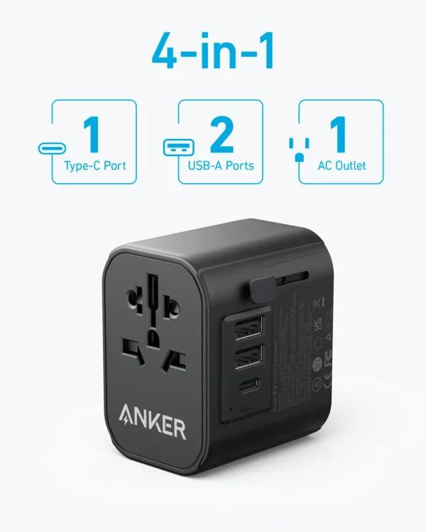 Anker 312 PowerExtend USB-C Travel Adapter 30W - Black | A9212K11 - Image 3