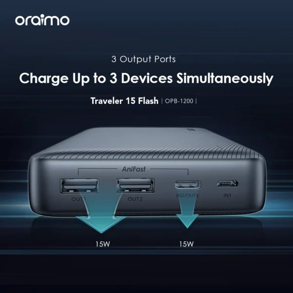 Oraimo Traveler 15 Flash OPB-1200 Power Bank 20,000mAh 15W - Black - Image 6