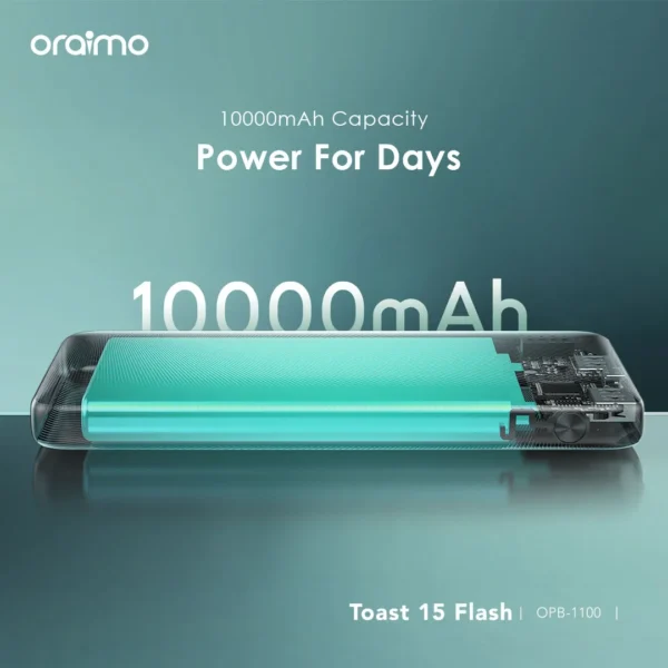 Oraimo Toast 15 Flash OPB-1100 Power Bank 10,000mAh 15W - Black - Image 7