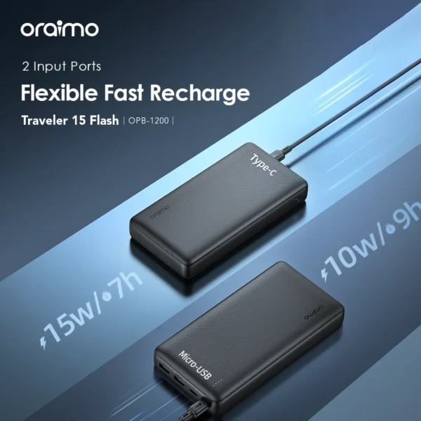 Oraimo Traveler 15 Flash OPB-1200 Power Bank 20,000mAh 15W - Black - Image 7