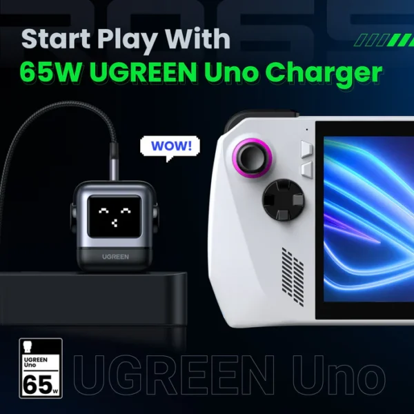 Ugreen Uno 65W USB-C Charger Nexode 3-Port GaN Fast Charging Adapter - Black - Image 7