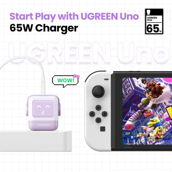 Ugreen Uno 65W USB-C Charger Nexode 3-Port GaN Fast Charging Adapter - Purple - Image 8