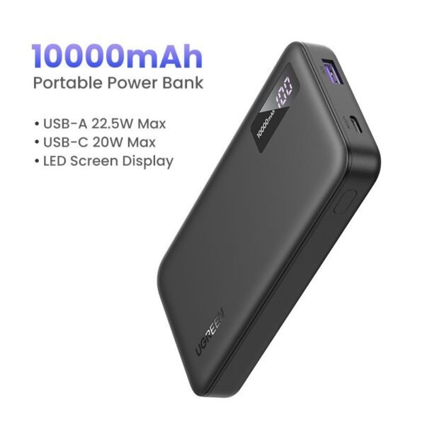 10000 mAh UGREEN 10000mAh Mini Quick Charging 20W Power Bank Black- باور بانك يوجرين 10000 ملي امبير