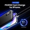 10000 mAh UGREEN 10000mAh Mini Quick Charging 20W Power Bank Black- باور بانك يوجرين 10000 ملي امبير