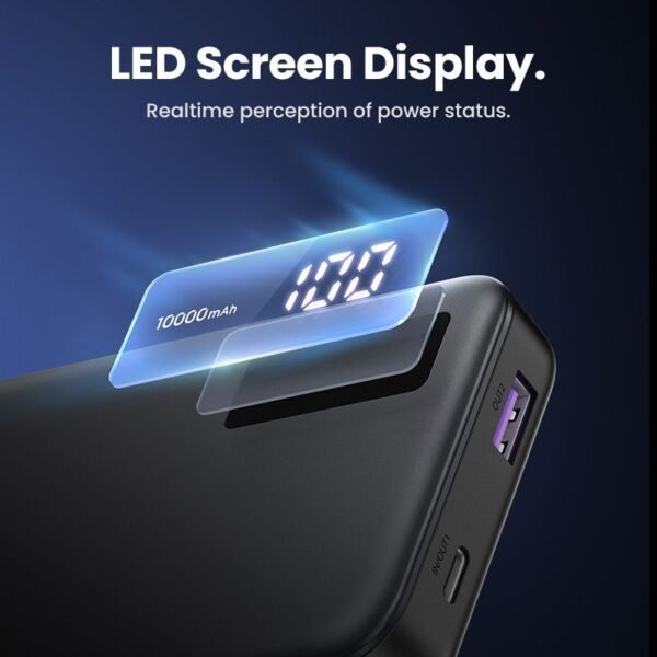 10000 mAh UGREEN 10000mAh Mini Quick Charging 20W Power Bank Black- باور بانك يوجرين 10000 ملي امبير
